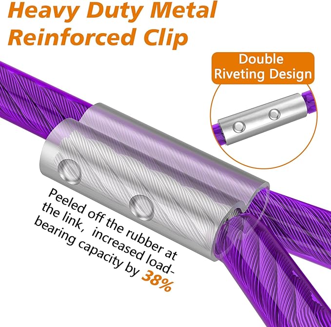 XiaZ Dog Tie Out Cable 50 Feet, Dog Runner for Yard Steel Wire Pet Cable Tether Line, Dogs Chains Heavy Duty for Outside Hold Large Dogs Up to 250 LBS