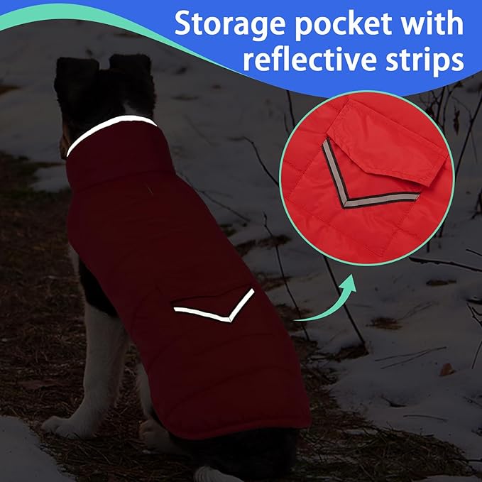 MIGOHI Warm Dog Winter Coat - Winter Dog Jacket, Reflective Windproof Fleece Vest with Leash Hole and Furry Collar