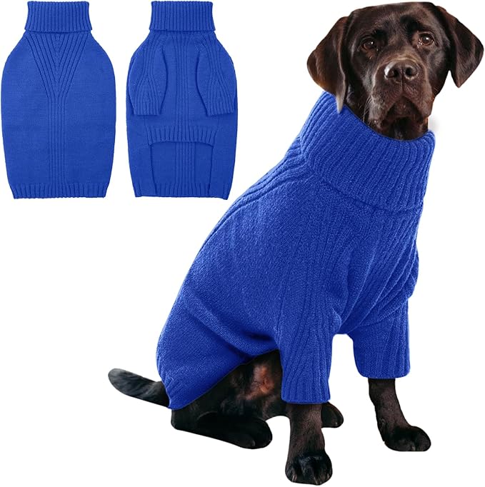IECOii XXXL Dog Sweater,Warm Dog Sweaters for Extra Large Dogs Girl Boy,Stretchy & Cozy,Turtleneck Knitted Pullover for Pet Wear On Holiday,Easy On Doggy Sweatshirt for Labrador (Royal Blue,XXXL)