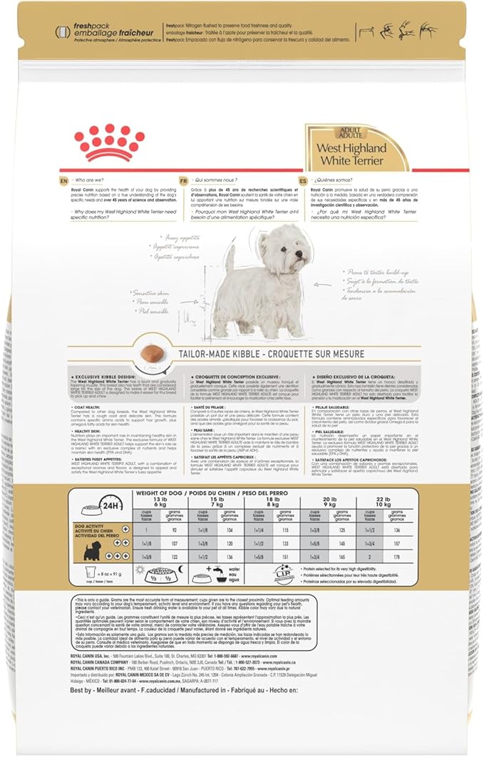 Royal Canin West Highland White Terrier Adult Breed Specific Dry Dog Food, 10 lb bag