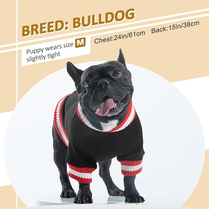 FUAMEY Dog Pullover Sweatshirt, Warm Winter Dog Sweater Thick Fleece Doggie Boy/Girl Outfit, Small & Medium Sizes, Black XL