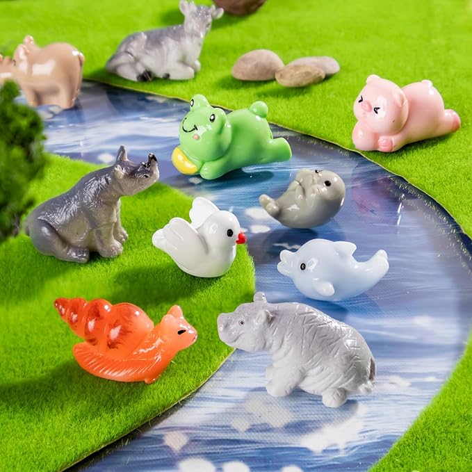 30 Styles Mini Resin Animals 30pcs Variety Tiny Animals Figures Miniature Little Small Figurines Bulk for Micro Fairy Garden Landscape Accessories Hide Decor Aquarium