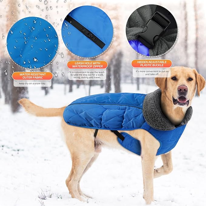 Doglay Dog Coat, Waterproof Dog Jacket Pet Winter Coat for Cold Weather with Thicken Furry Collar, Reflective Puppy Winter Jacket Warm Fleece Lining for Small Medium Large Pets