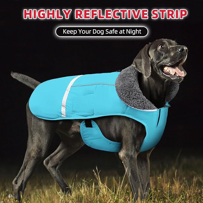 Doglay Dog Winter Coat with Thicken Furry Collar,Soft Reflective Warm Pet Jacket Fleece Lining Waterproof Windproof Clothes for Cold Weather,Small Medium Large Dogs,3XL(Chest:31.5-43.31,Back:27.17)