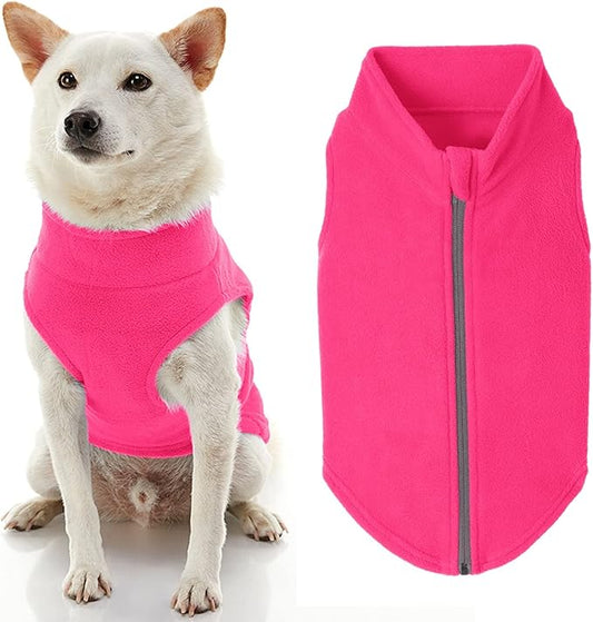 Gooby Zip Up Fleece Dog Sweater - Pink, 2X-Large - Warm Pullover Fleece Step-in Dog Jacket Without Ring Leash - Winter Small Dog Sweater - Dog Clothes for Small Dogs Boy and Medium Dogs