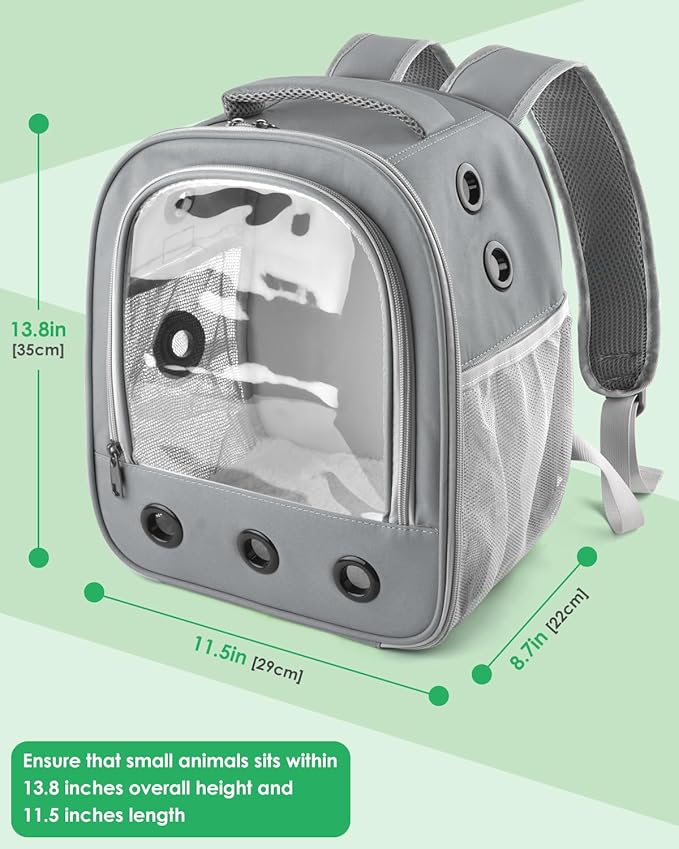 Guinea Pig Carrier Backpack, Portable Small Pet Travel Carriers with Water Bottle Holder & Detachable Pad, Outgoing Carring Bag for Bearded Dragon Bunny Sugar Chinchilla Gerbil Hamster Bird