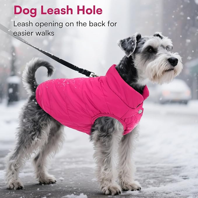 ASENKU Dog Winter Coat - Waterproof Windproof Dog Jacket, Warm Snowproof Doggie Puffer Vest for Cold Weather, Lightweight Snow Coats for Small Medium Large Dogs (Pink, L)