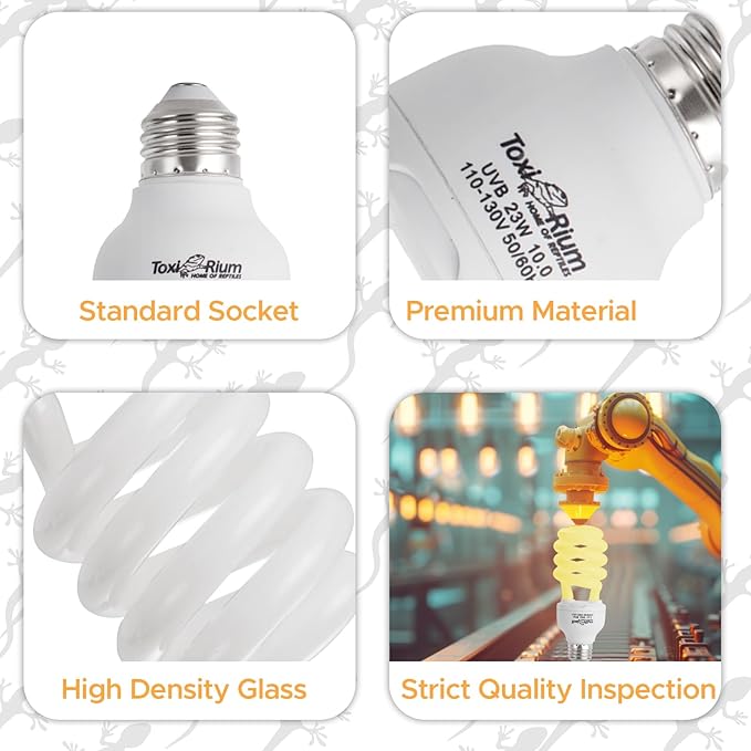 Reptile Lights 23 W UVA UVB 5.0 Energy Saving Reptile Heat Lamp UVB Bulb Spiral Compact Bulb Fit for Rainforest Type-2Pack Reptile/Snake/Lizard/Insect/Turtle/Tortoise