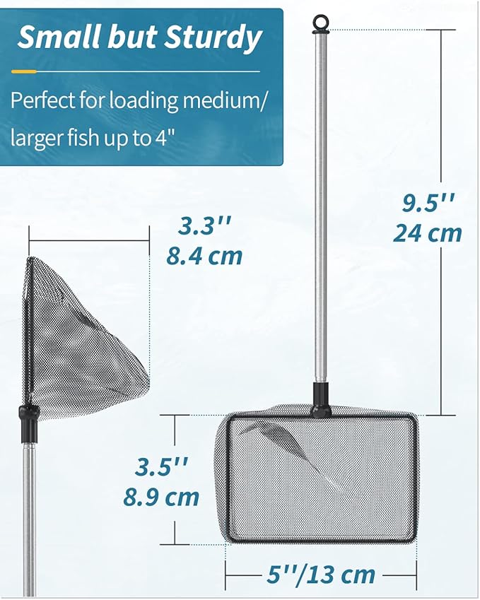 Pawfly Aquarium Fish Net with Extendable 9-24 Inch Long Handle for Betta Fish Tank Small Koi Pond and Pool