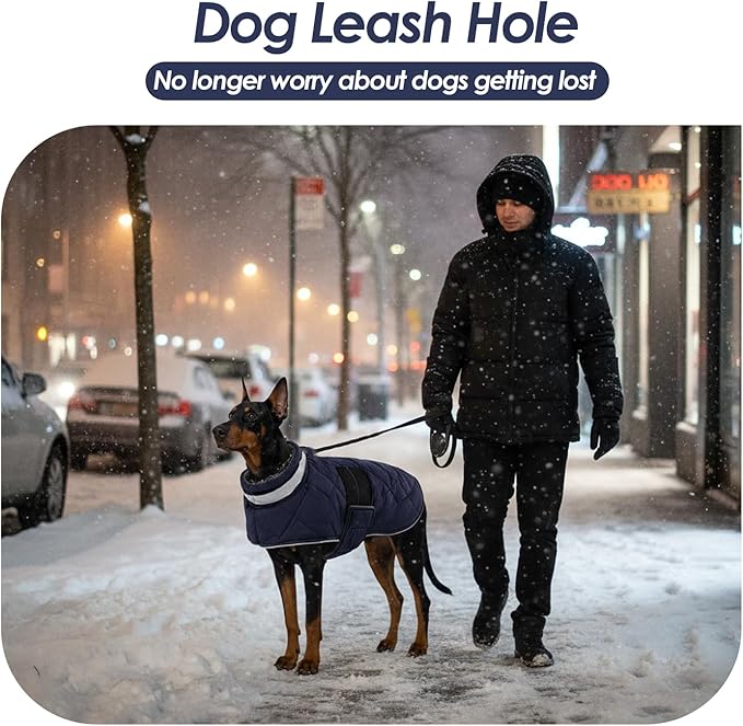 Dog Winter Coat Warm Padded Puppy Jacket Windproof Water Resistant Clothes for Small Medium Large Pets Christmas Sweater Outfit Vest(DarkBlue, L)