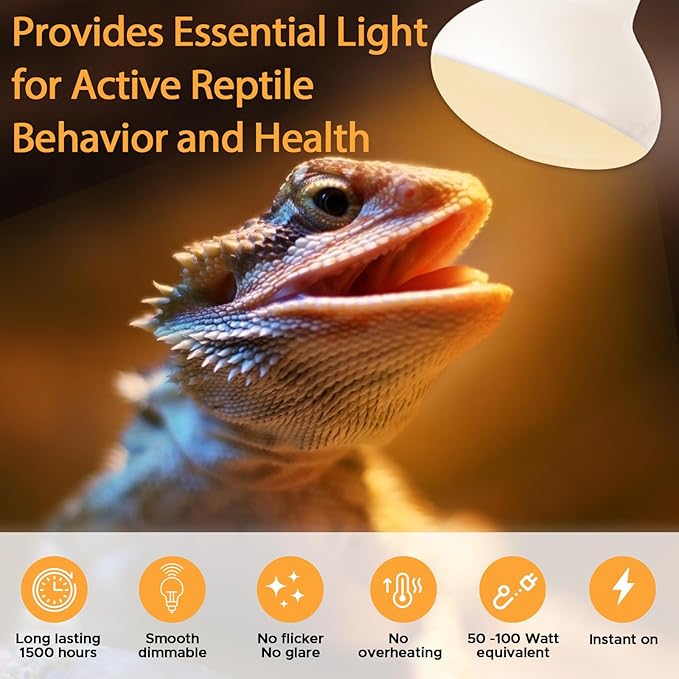 Reptile Heat Lamp 2Pack 50W Reptile Sun Lamp Self-Ballasted Vapor Basking Spot Lamp/Bulb/Light for Reptile and Amphibian E26