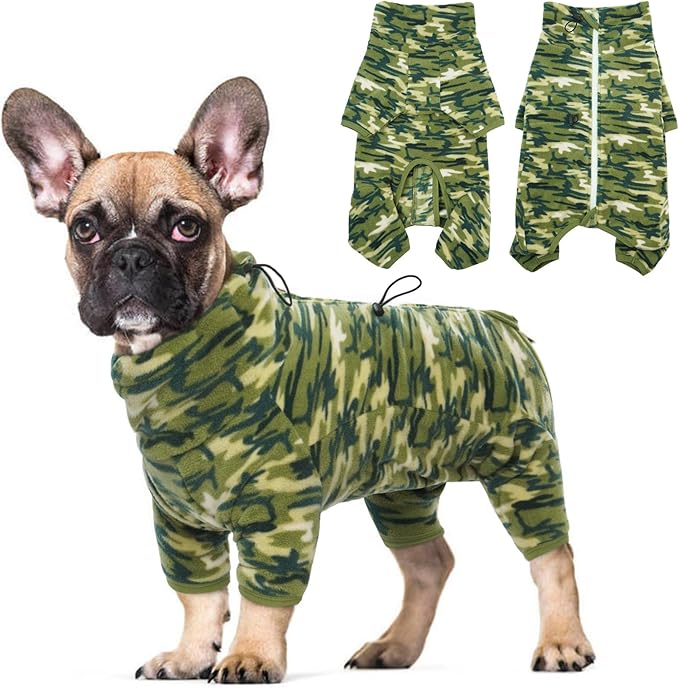 ROZKITCH Dog Winter Coat Soft Fleece Pullover Pajamas, Pet Windproof Warm Cold Weather Jacket Vest with Luminous Zipper, Jumpsuit Apparel Outfit Clothes for Small Medium Large Dog Camo 4XL