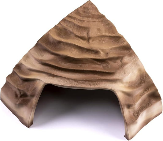 Corner Reptile Cave - Natural-Look Hide for Lizards, Snakes, Bearded Dragons, Turtles, and Tortoises - Durable Habitat Décor - Sandstone