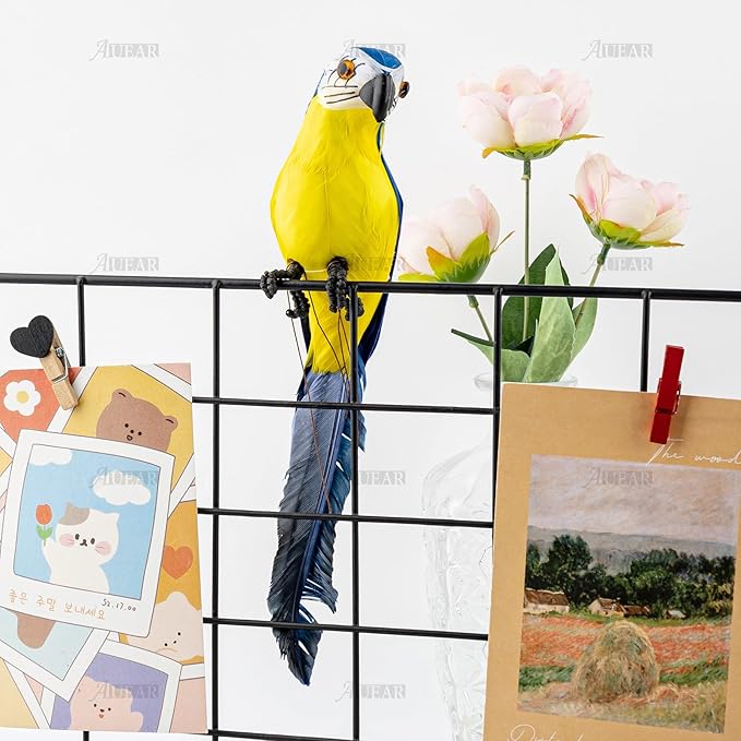AUEAR, 9.8 Inch Blue Artificial Birds Realistic Parrot Decor Model for Decoration Craft