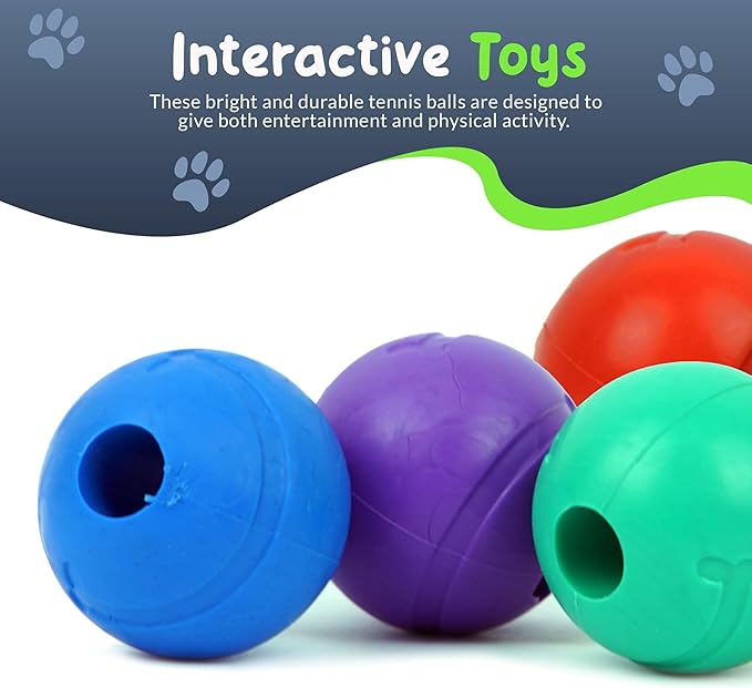 Balls for Aggressive Chewers - Small Dogs and Puppies - 2 Inch - 4 Pack - Indestructible Rubber Dog Chew Toys Bulk for Miniature Toy Breeds