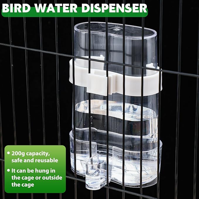 Yaomiao 4 Pcs No Mess Bird Feeders Automatic Parrot Water Dispenser Clear Quail Feeder and Watered Cage Accessories for Small and Medium Parrot Cockatiel Canary(Assorted,Transparent)