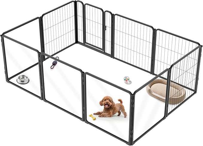 FXW Homeplus Unleashed Indoor Dog Playpen - Stress-Free and Safe Play, Heavy Duty 24 Inch 5 Acrylic Panels + 5 Wire Panels Dog Pen for Puppy and Small Dogs, Black│Patented