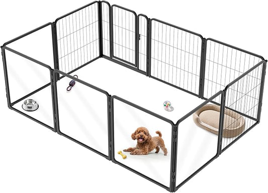 FXW Homeplus Unleashed Indoor Dog Playpen - Stress-Free and Safe Play, Heavy Duty 24 Inch 5 Acrylic Panels + 5 Wire Panels Dog Pen for Puppy and Small Dogs, Black│Patented