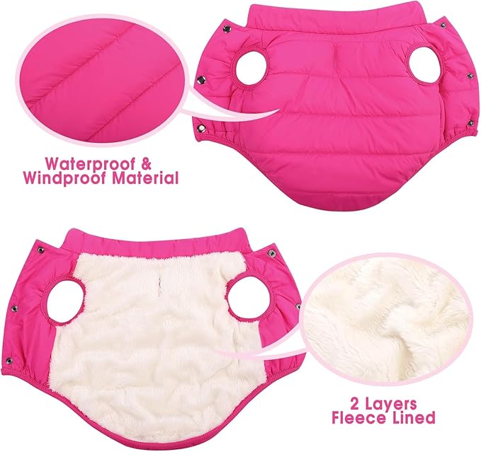 ASENKU Dog Winter Coat - Waterproof Windproof Dog Jacket, Warm Snowproof Doggie Puffer Vest for Cold Weather, Lightweight Snow Coats for Small Medium Large Dogs (Pink, L)