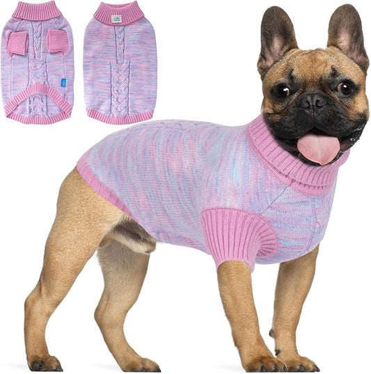 Pet Clothing,Turtleneck Dog Sweater,Sweaters for Dogs Boys and Girls,Pullover Dog Sweaters,Pet Knitted Clothes,Fit for Different Kinds Dogs,for Spring,Autumn and Winter(Pink XL)