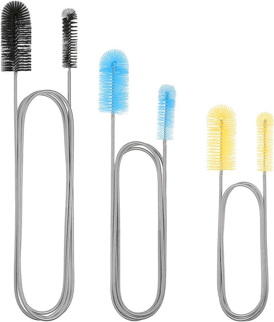 Patelai 3 Pieces Aquarium Filter Hose Brush Stainless Flexible Tube Cleaning Long Brush Double-Ended Bent Pipe Cleaner Steel Spring for Lab Fish Tank Aquarium, 3 Color(61.02 inches, 78.74 inches)