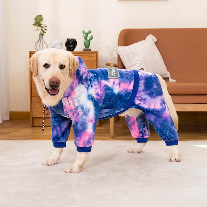 Dog Hoodies Winter Coat for Large Medium Dogs, Pullover 7 Legs Warm Coat Hooded Sweatshirt, Fleece Hoodie for Cold Weather (Bandhnu Pink, 7X-Large)