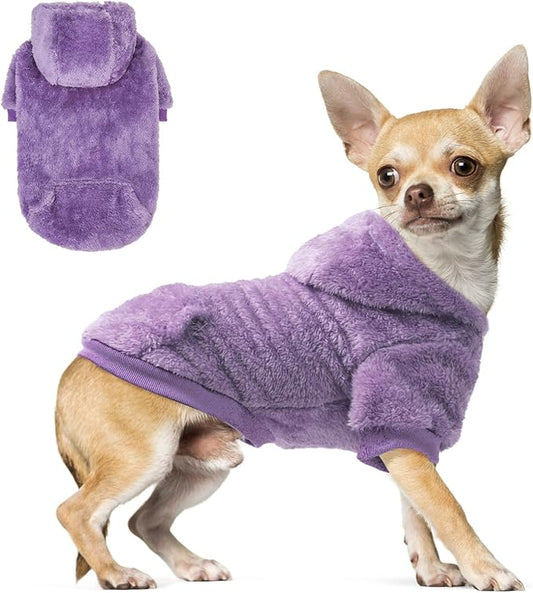 SCENEREAL Fleece Sweater Hoodie for Small Medium Large Dogs, Fuzzy Warm Sweatshirt With Pocket, Girl Boy Clothes for Winter/Fall, Designer Cute Male/Female Apparel With Leash Hole