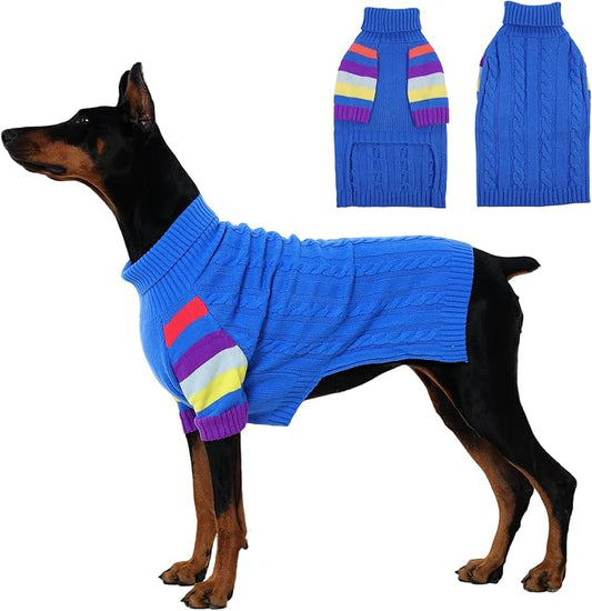 Sweaters for Large Size Dogs Winter, Turtleneck Extra Large Dog Sweater for Dogs Male Female, Thick Warm Christmas Dog Cold Sweater, Sweaters for Doggie Doberman, German Shepard (Blue XXXL)