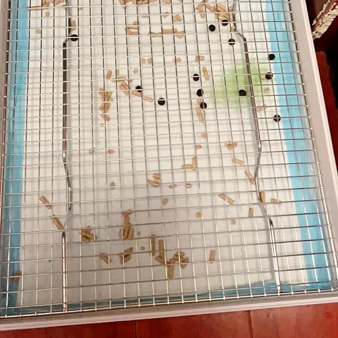 PODOO Rabbit Large Litter Box, Guinea Pig Training Pan Cage with Toilet Tray, Ideal for Rats, Ferret, Bunny Small and Medium Animals (Large + Extra Large Steel Holes Grids)