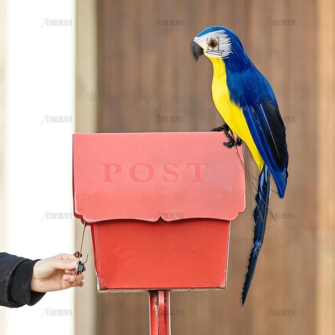 AUEAR, 9.8 Inch Blue Artificial Birds Realistic Parrot Decor Model for Decoration Craft