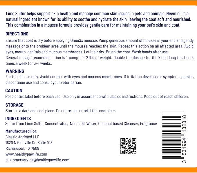 OMNISx Leave-On Mousse - Veterinary-Strength Formula for Itchy, Irritated, or Sensitive Skin