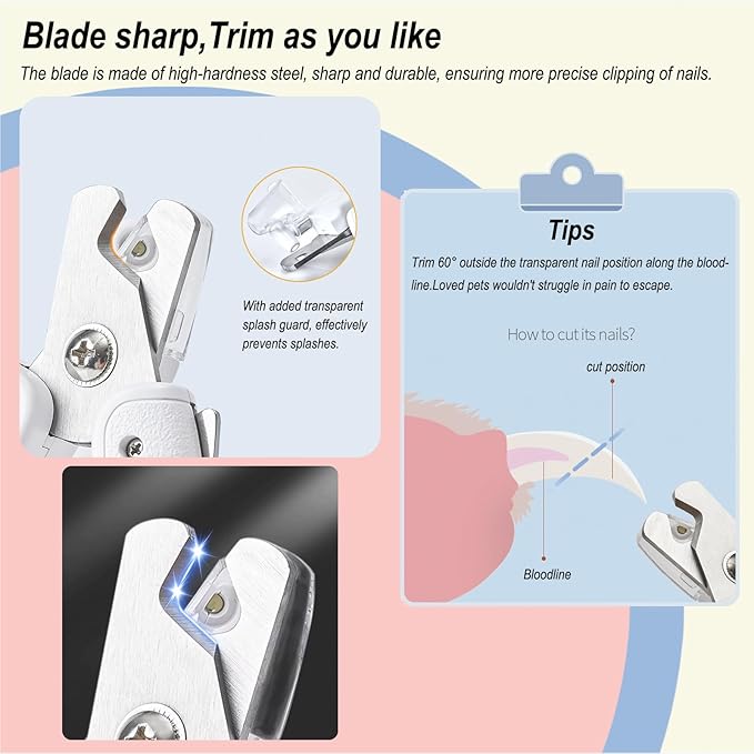2-in-1 Dog Nail Grinder & Clipper - Ultra-Quiet USB Rechargeable Pet Nail Trimmer with LED Light, Multiple Sanding Ports, and Splash Guard for Small, Medium, & Large Dogs and Cats (White)