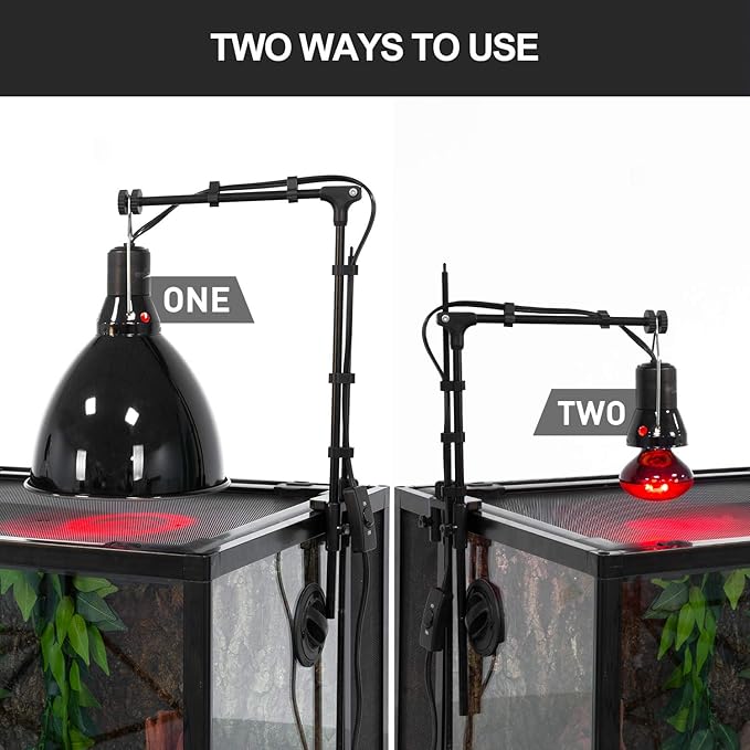 REPTI ZOO 8.5 inch Reptile Light Fixture 200W 2 in 1 E26 Base with Removable Ceramic Socket with On Off Toggle Switch in Black,Aquarium Dome Reptile UVB Light Socket Fixture (Without Bulbs)