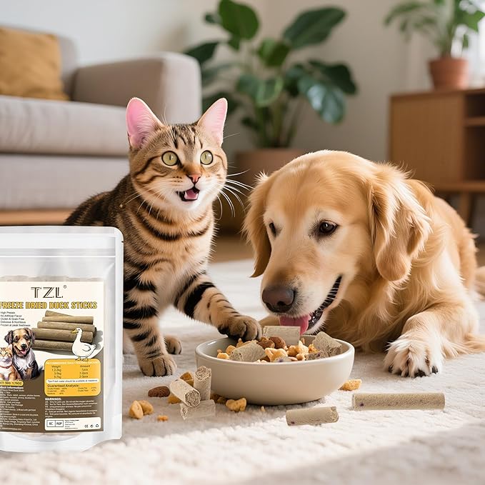 Freeze Dried Duck Stick Cat Treats, High Protein Healthy Treats for Cats & Dogs, Natural Teeth Cleaning Snacks, Gluten& Grain Free 50g