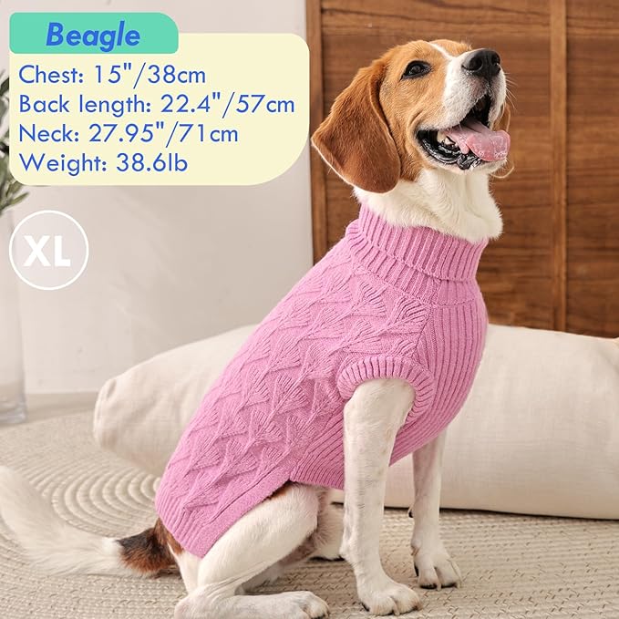 MIGOHI XXL Dog Sweater, Dog Turtleneck Sweater | Cute Dogs Fall Winter Cloth, Premium Sleeveless Pullover, Skin-Friendly Dogs Knitwear, XXL, Pink
