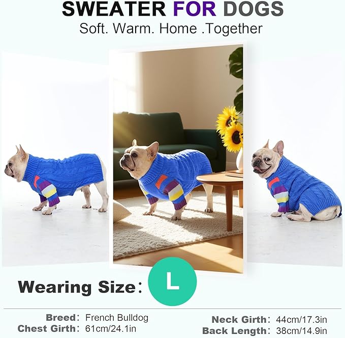 Dog Sweater Warm, Comfy Thick Sweaters for Large Size Dogs Girls Boys, Dog Christmas Sweaters Winter, Turtleneck Knit Sweater for Extra Large Dogs Boxer, Great Dane (Blue XXXXL)