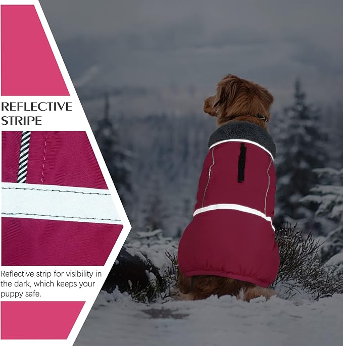 QBLEEV Warm Dog Coat Reflective Dog Jacket, Waterproof Dog Winter Coat Turtleneck Dog Clothes for Cold Weather, Thick Fleece Dog Snowsuit Christmas Dog Vest Pet Apparel for Small Medium Large Dogs XL