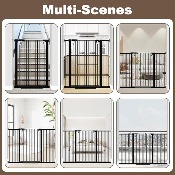 41" Extra Tall Baby Gate With Door, 29.6-40.5 In Wide Dog Gates for Doorways Stairs, Walk Through Large Pet Gate Indoor, Pressure Mounted Child Safety Gates for Kids Puppy Doggie Metal Black