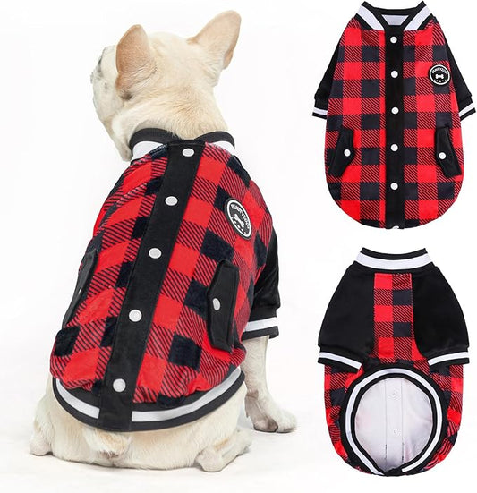 BEAUTYZOO Dog Hoodie for Small Medium Dogs, Fall Winter Warm Clothes for Puppy S M Sized Dogs Girl Boy, Dog Sweater Hoodies Baseball Sweatshirt Jacket Bulldog Pitbull Cat Clothing Coat- Buffalo