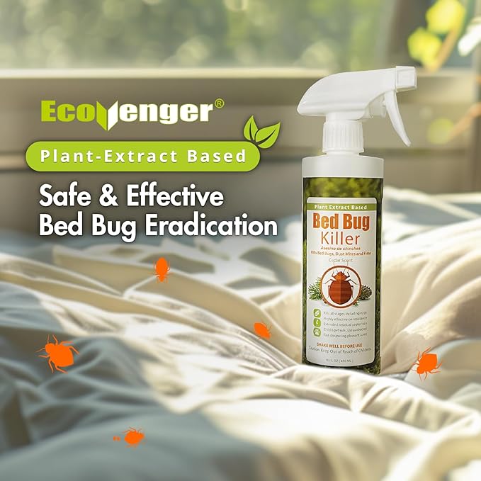 Bed Bug Killer 64 oz EcoVenger by EcoRaider, 100% Kill Efficacy, Bedbugs & Mites, Kills Eggs & The Resistant, Lasting Protection, USDA BIO-Certified, Plant Extract Based & Non-Toxic, Child & Pet Safe