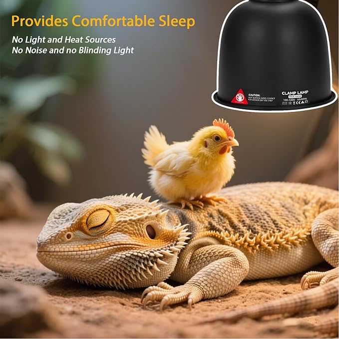 5.5-Inch Day/Night Thermostatic Reptile Heat Lamp with 100W Ceramic Heat Emitter (Non-Light Emitting) - Heat Lamp Temperature Controller for Bearded Dragons, Snakes & Lizard, E26