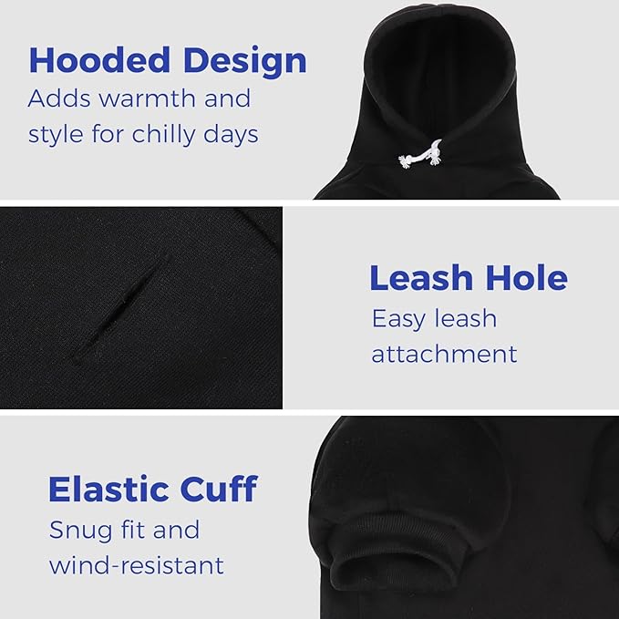 BINGPET Security USA Dog Sweater with Hood and Leash Hole,Warm Fleece Dog Hoodie & Winter Coat for Small to Large Dogs,Cold Weather Pet Clothes(Large)