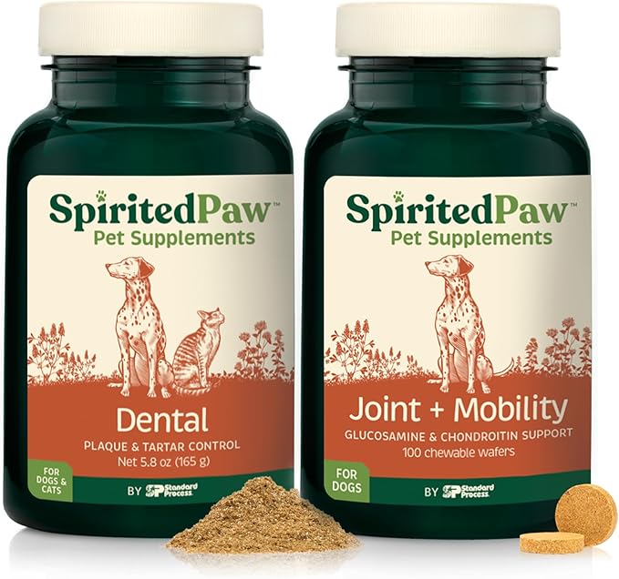 Pet Health Bundle - Dental & Joint Support for Dogs - Teeth Powder & Chewable Wafers for Plaque, Tartar, and Mobility - 165 g Powder & 100 Wafers