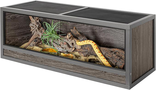 68 Gallon Bearded Dragon Reptile Enclosure, 48x18x18 inch Reptile Tank for Ball Python Snake Gecko, Light Weight Wooden Terrarium with Sliding Door & Top Screen Ventilation