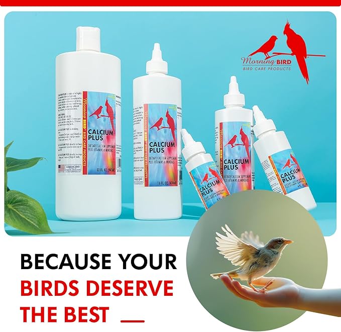 Morning Bird Calcium Plus Liquid Supplement for Birds - Liquid Calcium Formula with Magnesium and Vitamin D3 Calcium Supplement for All Birds – 16 Fl Oz