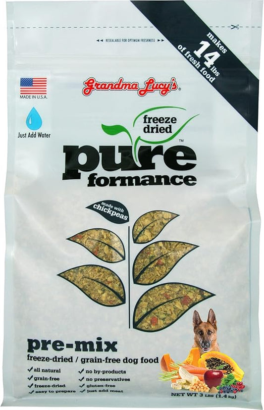 Grandma Lucy's PUREformance Pre-Mix Dog Food, Grain Free and Freeze-Dried - 3Lb Bag