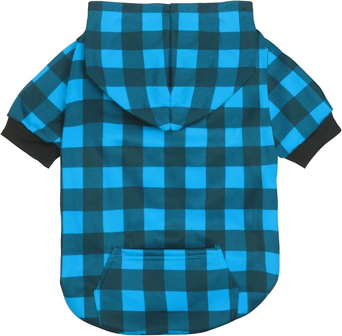 GreenJoy Plaid Dog Sweaters Hoodies Sweatshirts for Dogs Cats, Warm and Soft Cold Weater Coats for Christmas (Blue, Large)