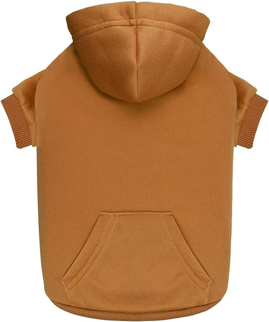 Dog Sweaters for Medium Dogs Dog Hoodie Solid Soft Brushed Fleece Clothes Sweatshirt with Pocket(Coffee-M)