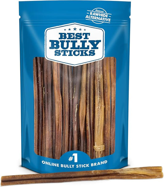 Best Bully Sticks Thick 12 Inch Bully Sticks - 10 Count (Pack of 1) - Natural, Grass-Fed, Single Ingredient, Grain and Rawhide Free, Ideal for Large Dogs