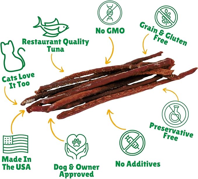 Lucky Premium Treats Tuna Jerky Straws All Natural Tuna Jerky Dog & Cat Treats, Rich Source of Omega-3 (7 oz)